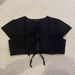 Black Eyelet Crop Top